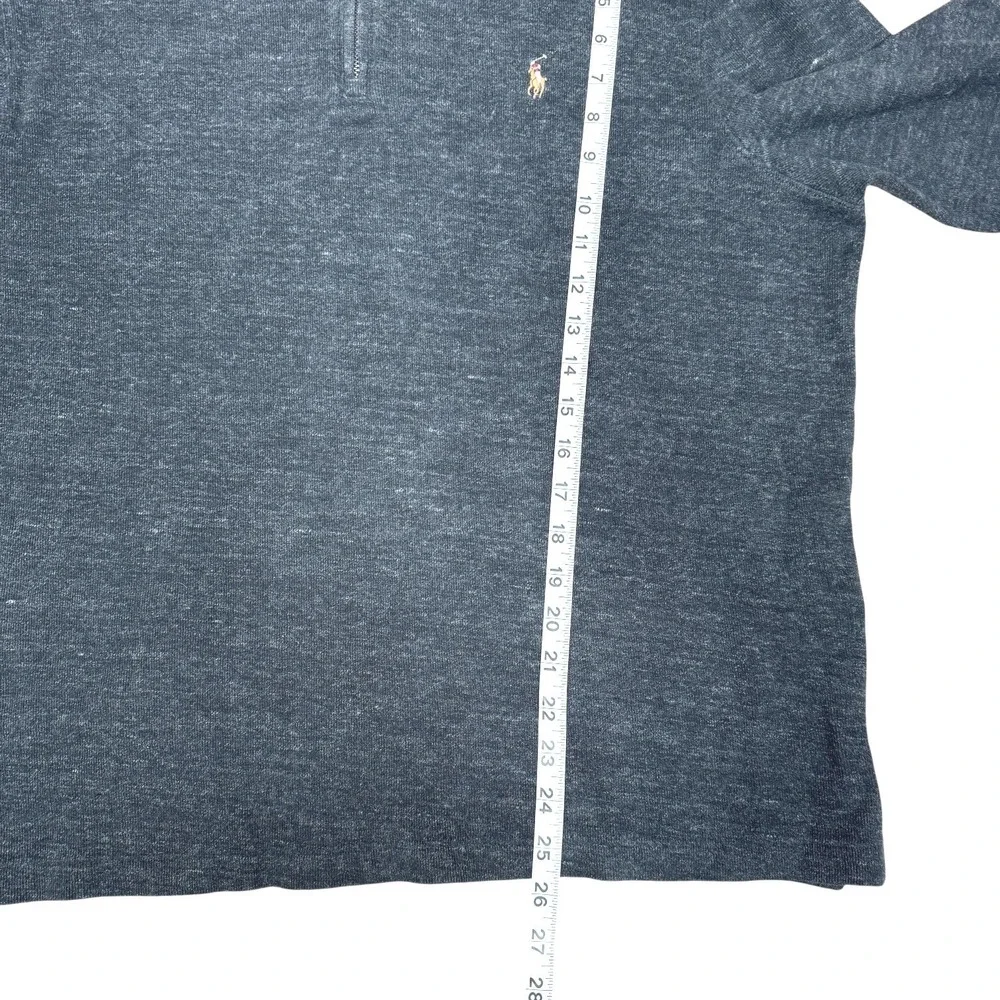 Polo Ralph Lauren Men's Large Estate Rib Q Zip Pullover Heather Gray‎ Flesh Pony